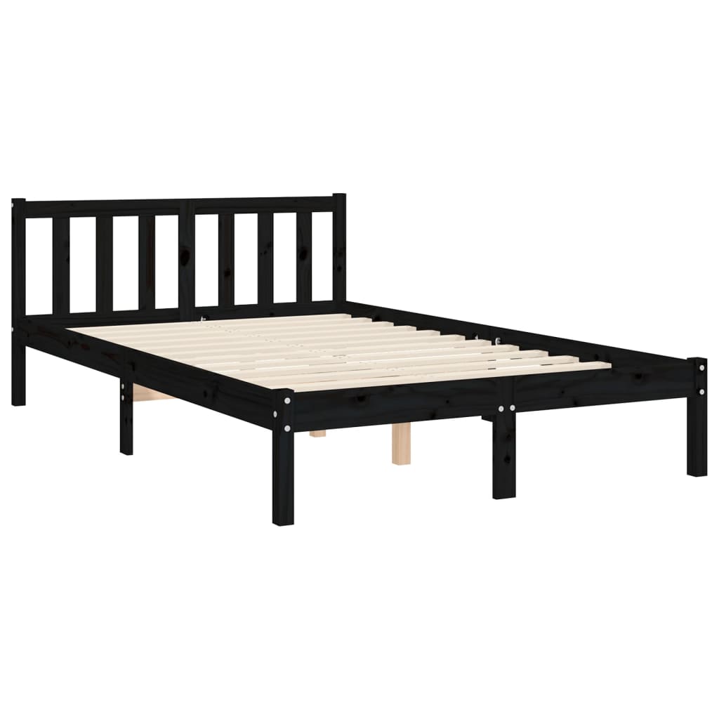 Cadre de lit sans matelas noir 120x200 cm bois de pin massif