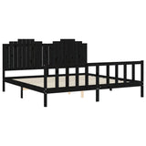 Cadre de lit sans matelas noir 200x200 cm bois massif de pin