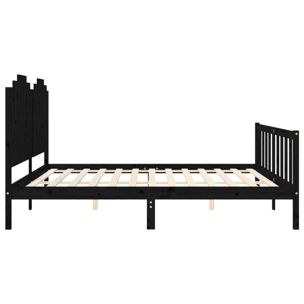 Cadre de lit sans matelas noir 200x200 cm bois massif de pin