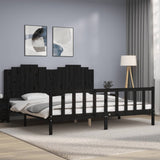 Cadre de lit sans matelas noir 200x200 cm bois massif de pin