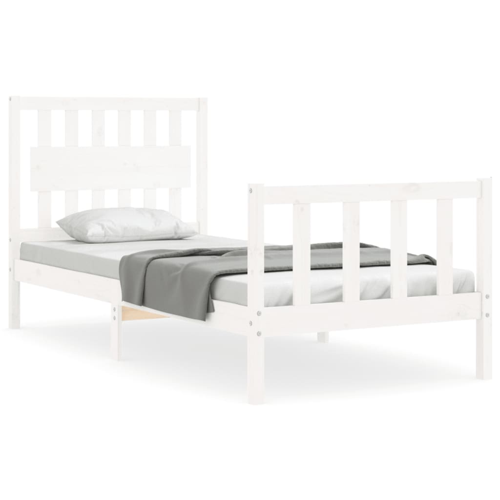 Cadre de lit sans matelas blanc bois de pin massif