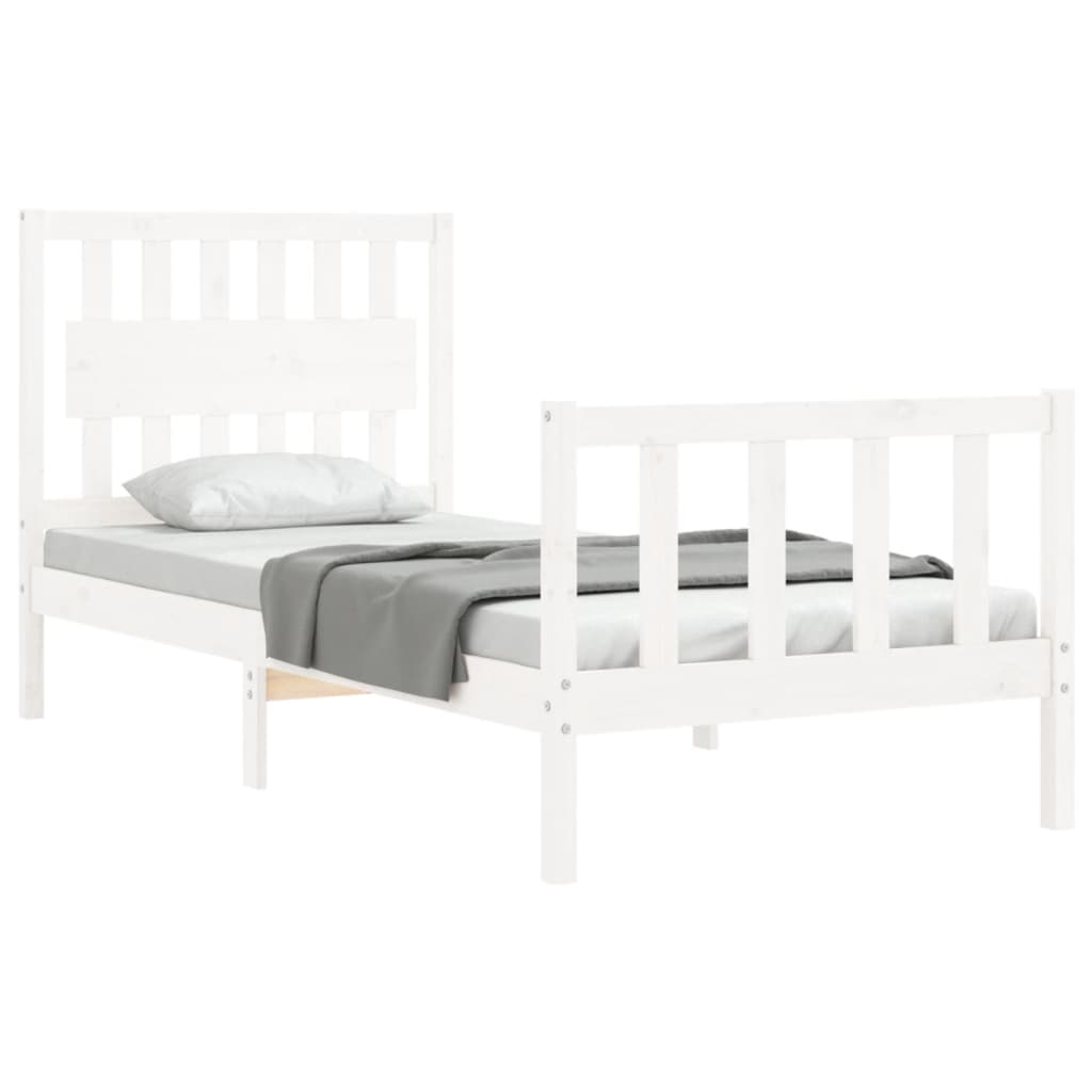 Cadre de lit sans matelas blanc bois de pin massif