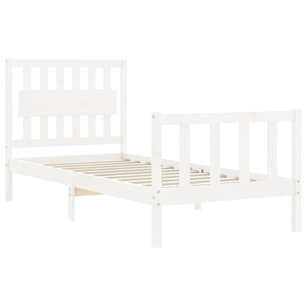 Cadre de lit sans matelas blanc bois de pin massif