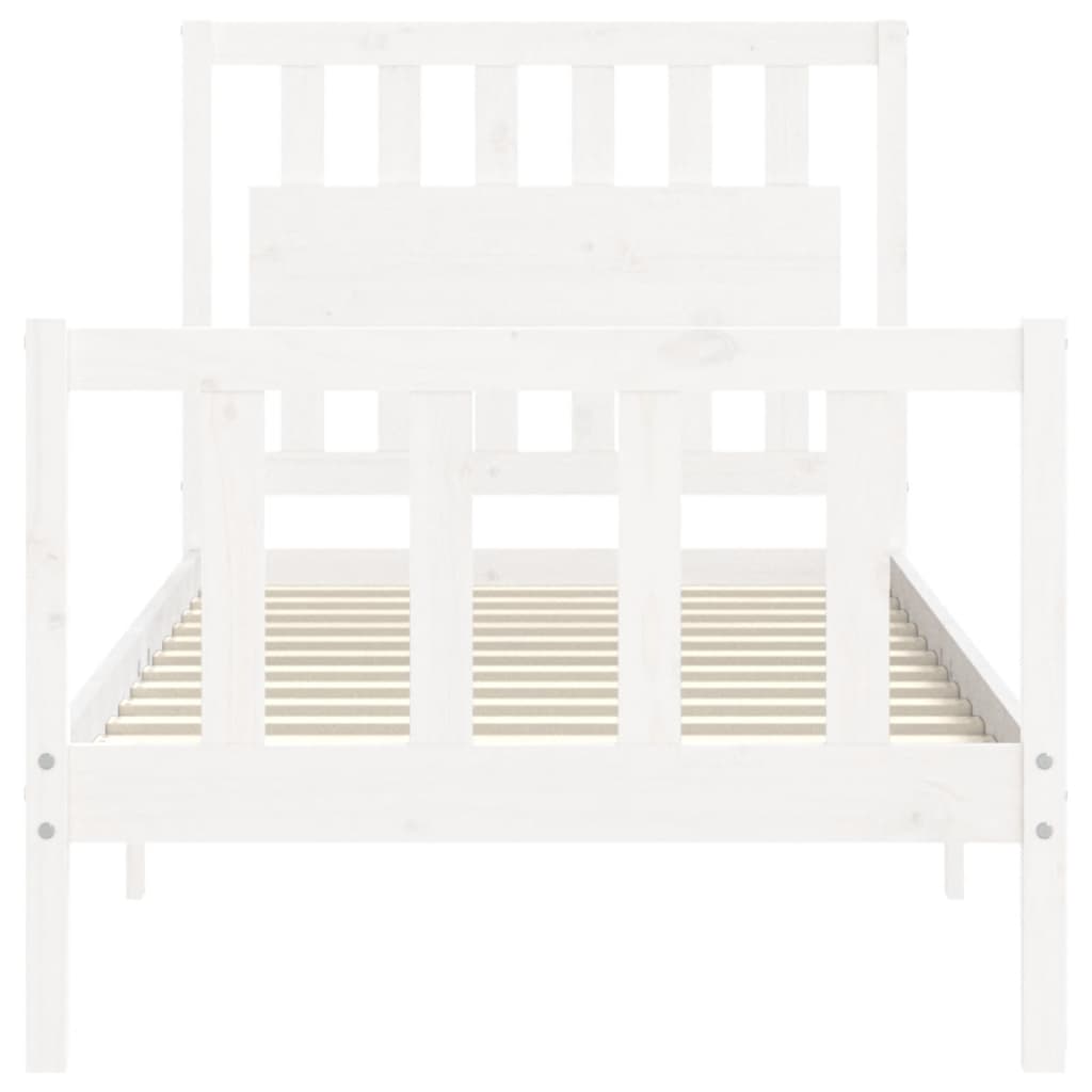 Cadre de lit sans matelas blanc bois de pin massif