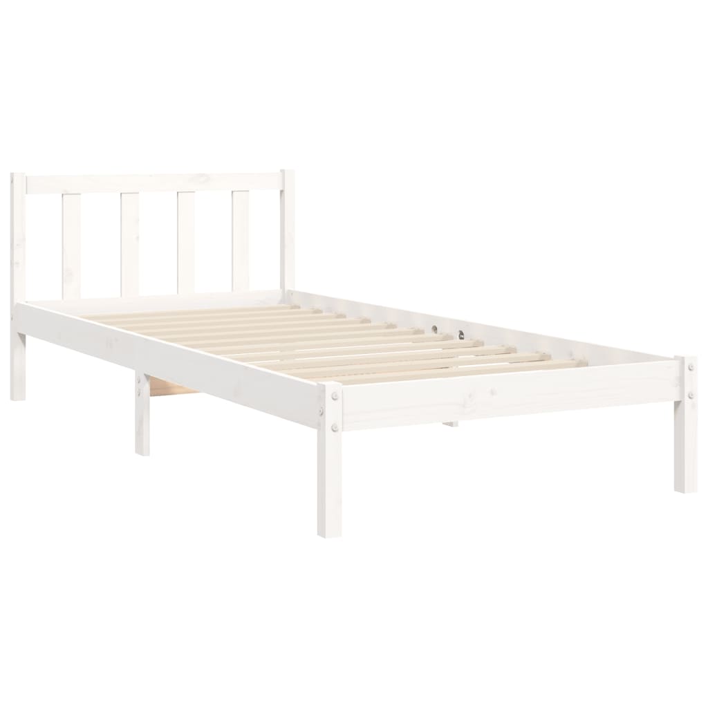 Cadre de lit sans matelas blanc bois de pin massif