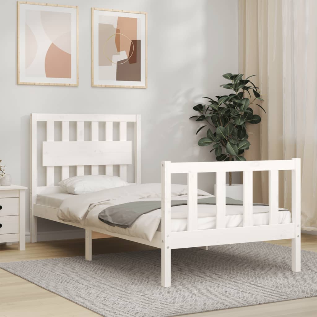 Cadre de lit sans matelas blanc bois de pin massif