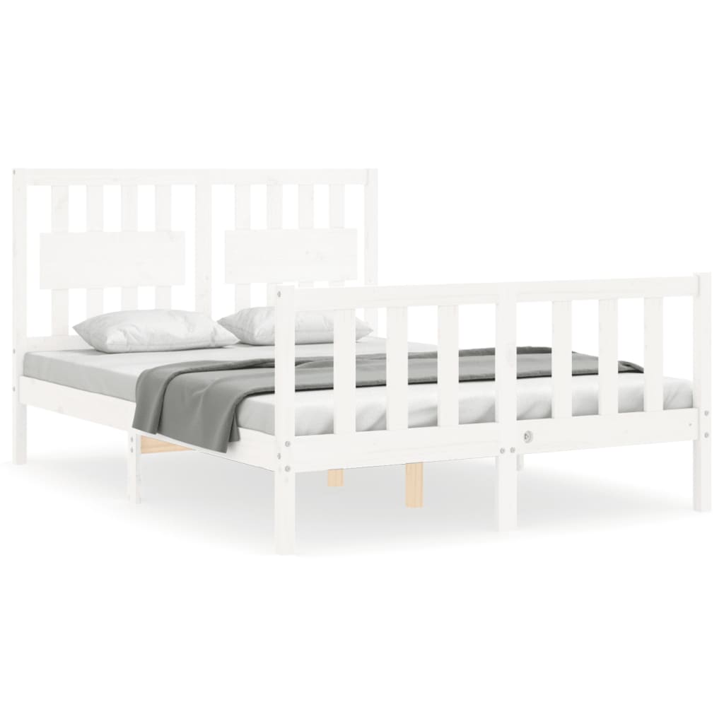 Cadre de lit sans matelas blanc bois de pin massif