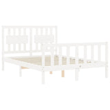 Cadre de lit sans matelas blanc bois de pin massif