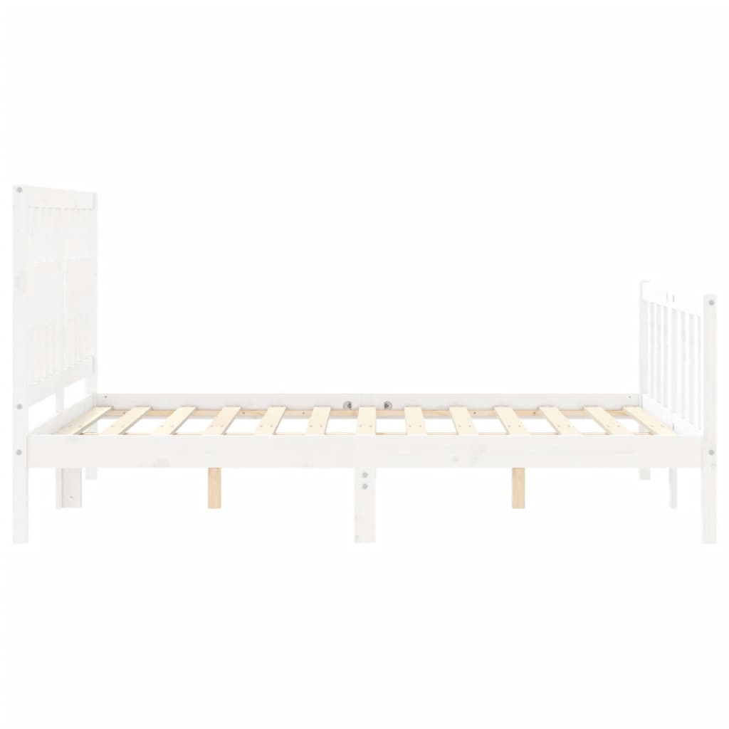 Cadre de lit sans matelas blanc bois de pin massif