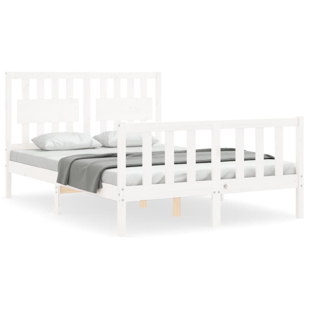 Cadre de lit sans matelas blanc 140x190 cm bois de pin massif