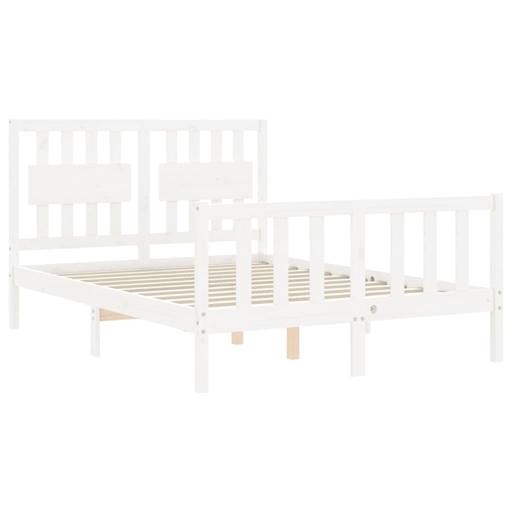 Cadre de lit sans matelas blanc 140x190 cm bois de pin massif