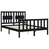 Cadre de lit sans matelas noir 140x190 cm bois de pin massif