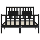 Cadre de lit sans matelas noir 140x190 cm bois de pin massif