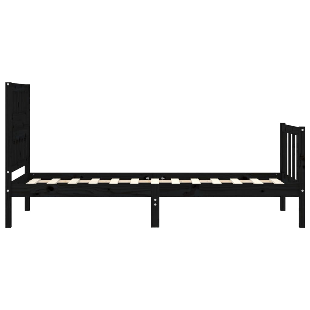 Cadre de lit sans matelas noir 90x200 cm bois de pin massif