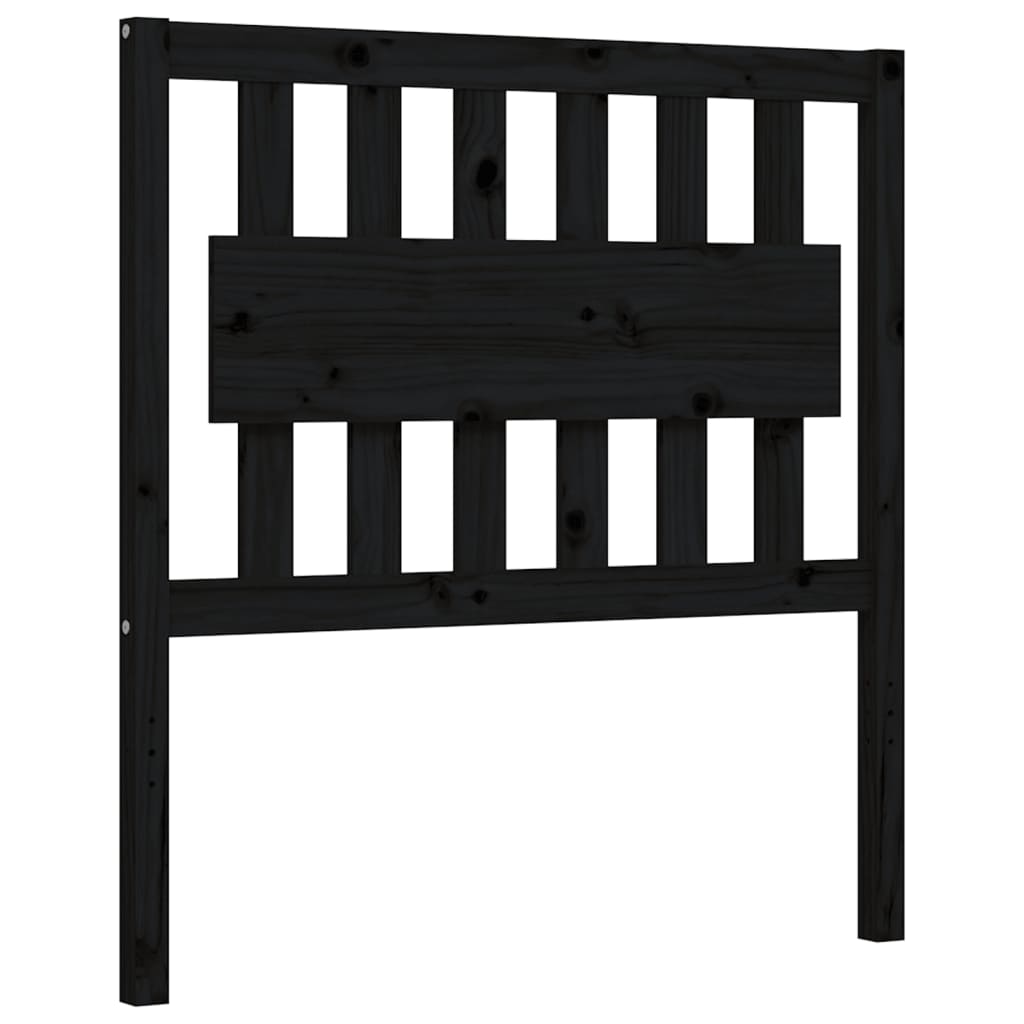 Cadre de lit sans matelas noir 90x200 cm bois de pin massif