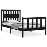 Cadre de lit sans matelas noir 100x200 cm bois massif de pin