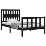 Cadre de lit sans matelas noir 100x200 cm bois massif de pin