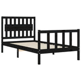 Cadre de lit sans matelas noir 100x200 cm bois massif de pin