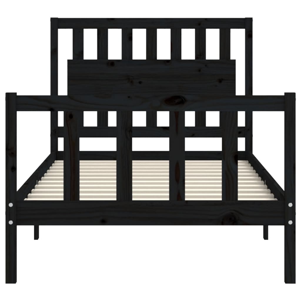 Cadre de lit sans matelas noir 100x200 cm bois massif de pin