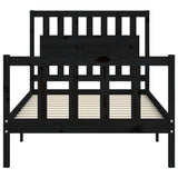 Cadre de lit sans matelas noir 100x200 cm bois massif de pin