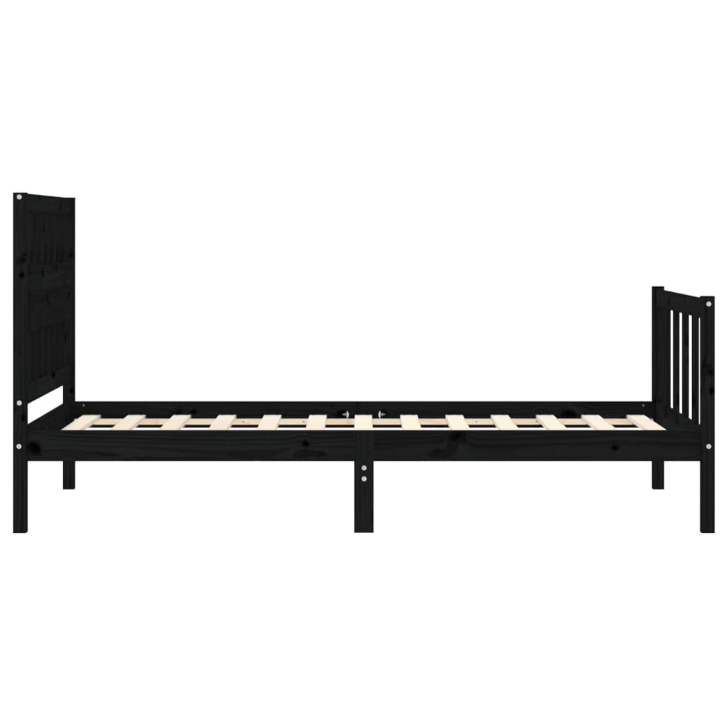 Cadre de lit sans matelas noir 100x200 cm bois massif de pin