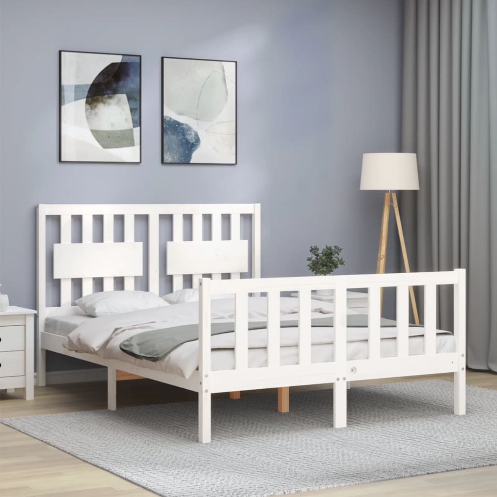 Bed frame without mattress white 120x200 cm solid pine wood