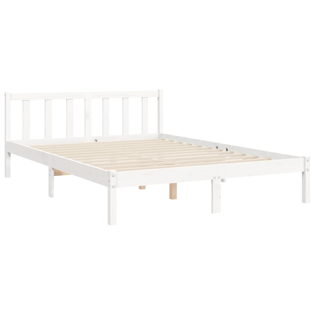 Bed frame without mattress white 120x200 cm solid pine wood