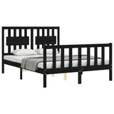 Cadre de lit sans matelas noir 120x200 cm bois de pin massif