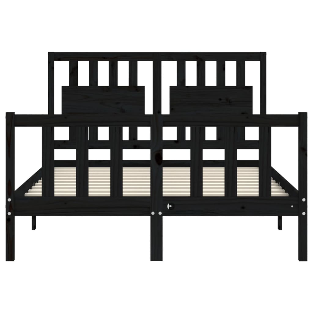 Cadre de lit sans matelas noir 120x200 cm bois de pin massif