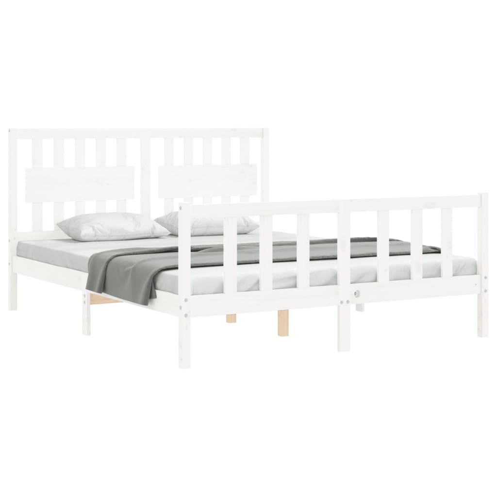 Cadre de lit sans matelas blanc bois de pin massif