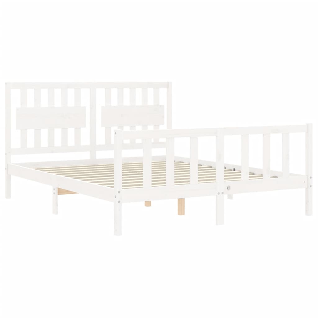 Cadre de lit sans matelas blanc bois de pin massif