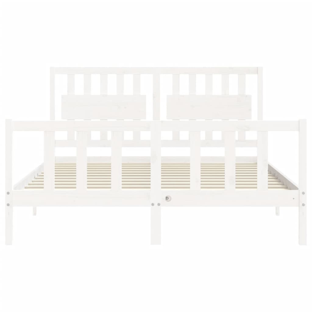 Cadre de lit sans matelas blanc bois de pin massif