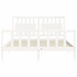 Cadre de lit sans matelas blanc bois de pin massif