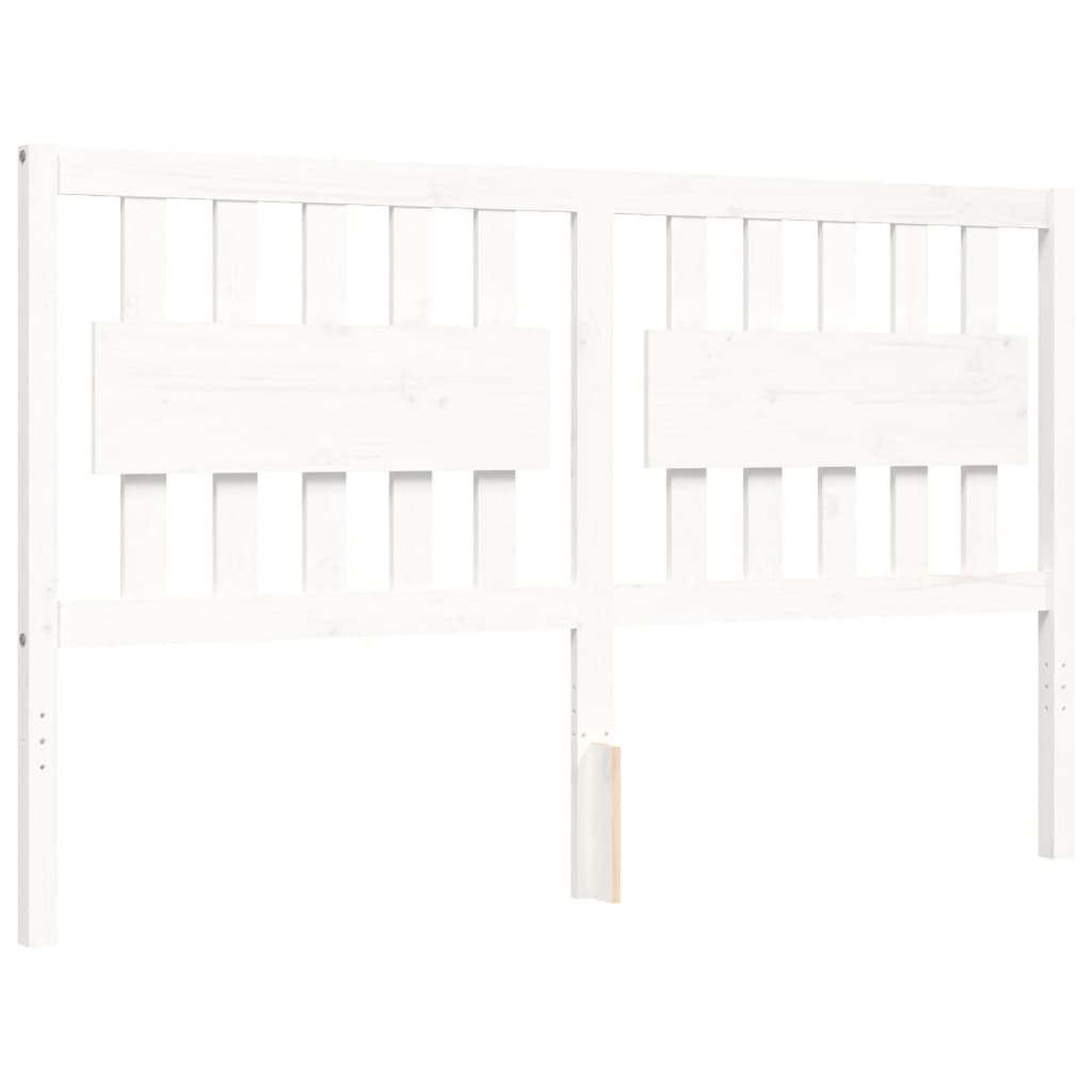 Cadre de lit sans matelas blanc bois de pin massif