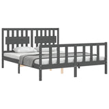 Cadre de lit sans matelas gris bois de pin massif