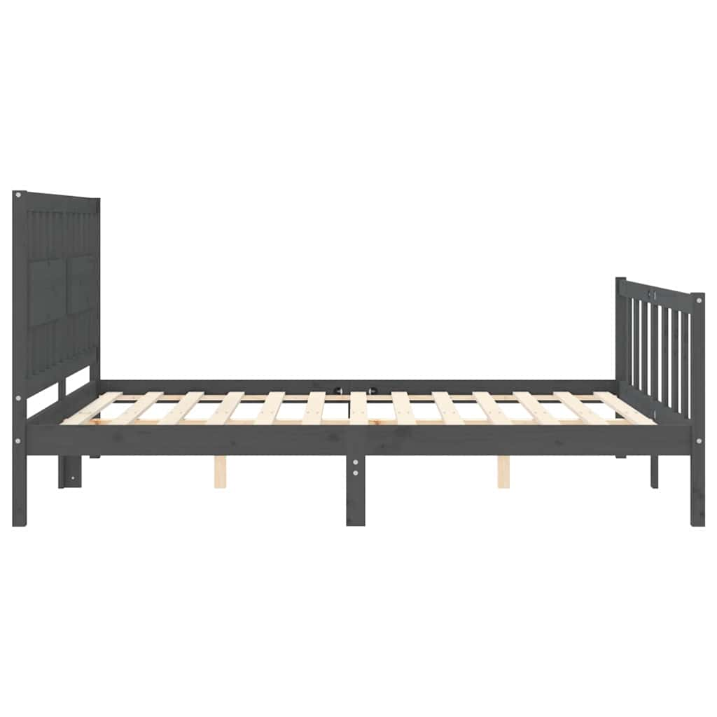 Cadre de lit sans matelas gris bois de pin massif