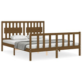 Cadre de lit sans matelas marron miel bois massif