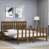 Cadre de lit sans matelas marron miel bois massif