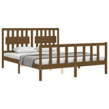 Cadre de lit sans matelas marron miel bois massif