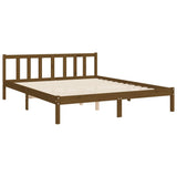 Cadre de lit sans matelas marron miel bois massif