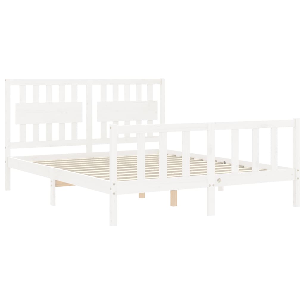 Cadre de lit sans matelas blanc 160x200 cm bois de pin massif