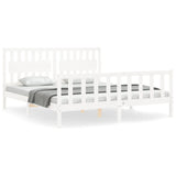 Cadre de lit sans matelas blanc bois massif de pin