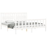 Cadre de lit sans matelas blanc bois massif de pin