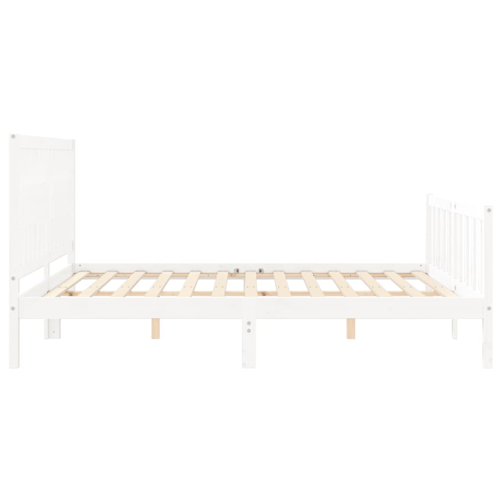 Cadre de lit sans matelas blanc bois massif de pin