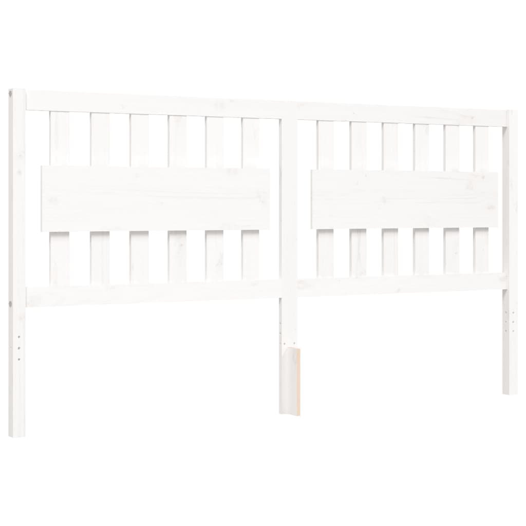 Cadre de lit sans matelas blanc bois massif de pin