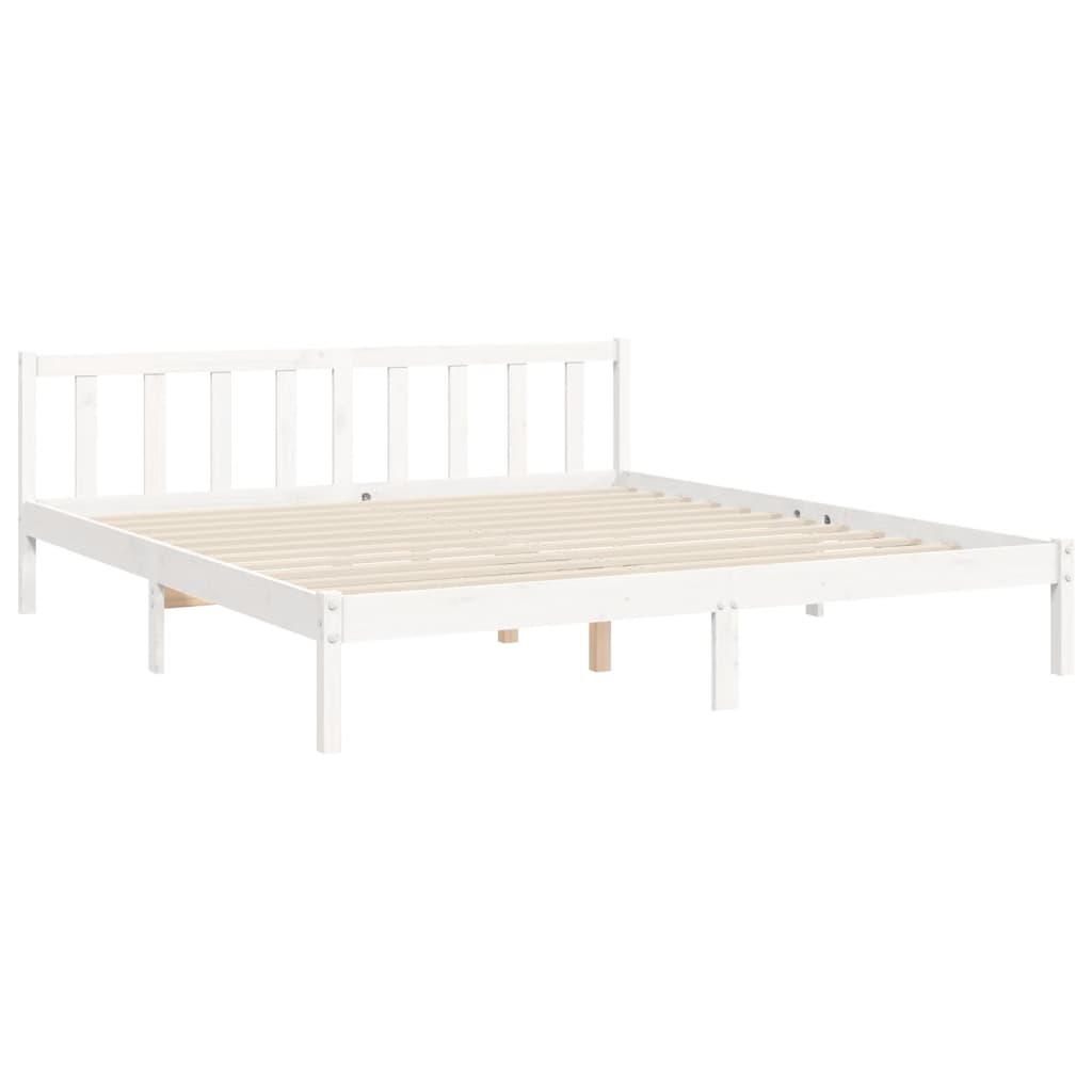 Cadre de lit sans matelas blanc bois massif de pin