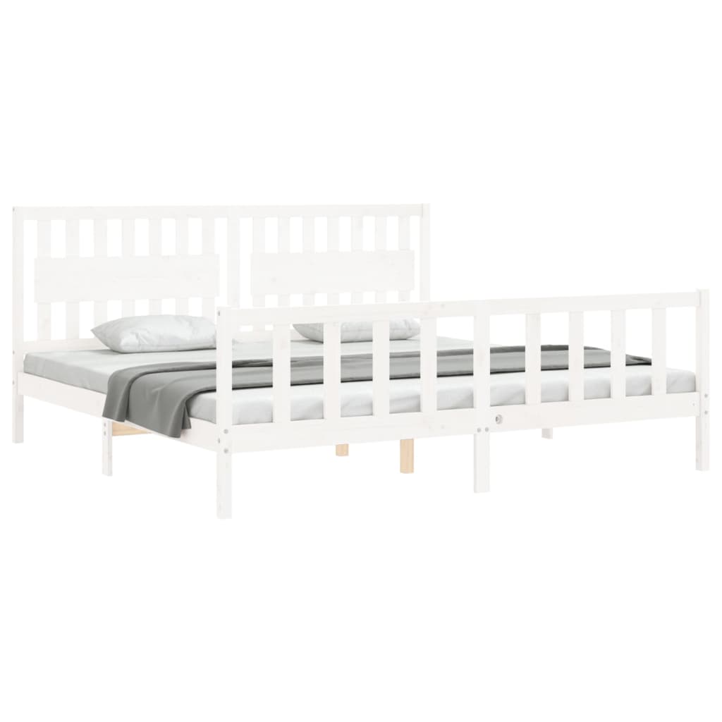 Cadre de lit sans matelas blanc 200x200 cm bois massif de pin