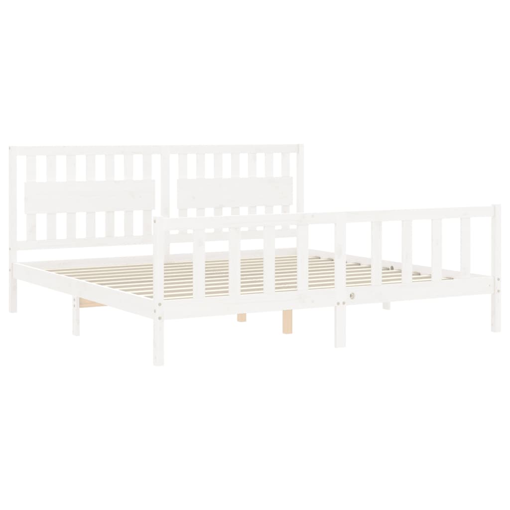 Cadre de lit sans matelas blanc 200x200 cm bois massif de pin