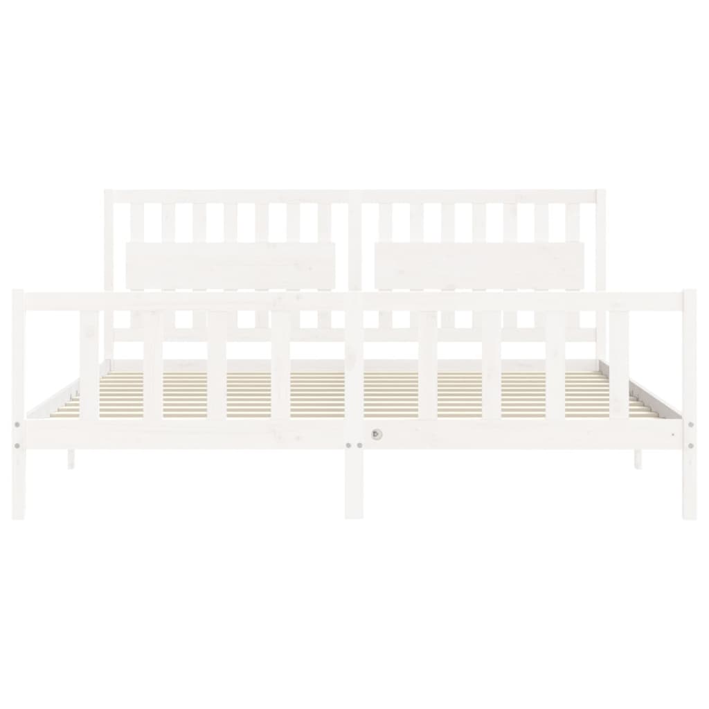 Cadre de lit sans matelas blanc 200x200 cm bois massif de pin