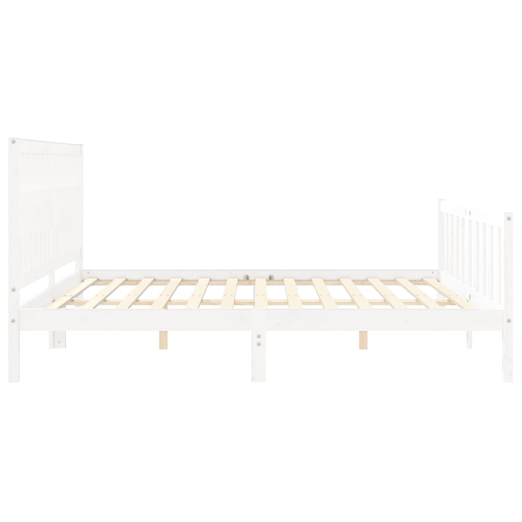 Cadre de lit sans matelas blanc 200x200 cm bois massif de pin